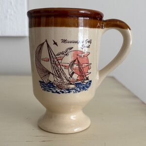 Mississippi Gulf Coast Sailing Sailboats Gulls Souvenir Pedestal Coffee Cup Mug